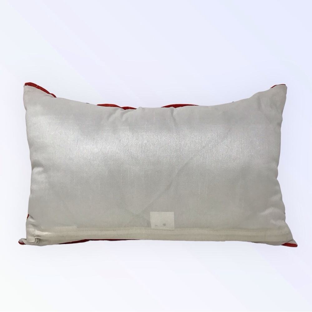 Elephant Beaded & Embroidered White Red & Beige Pillow by Atira Designs - Picture 4 of 6